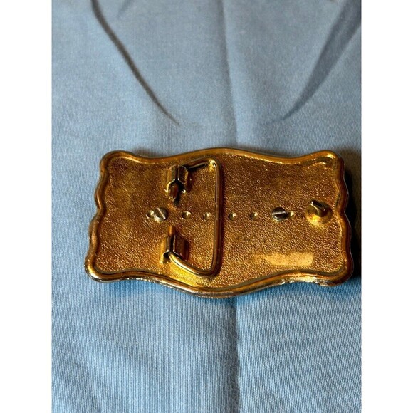 Belt Buckle Gold Tone with Stamped Leather Letter D - Picture 3 of 3